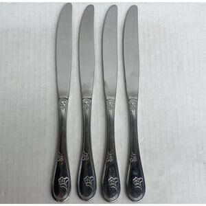 Oneida Northland Stainless Steel Devon Floral Table Butter Knives 9” Set Of 4